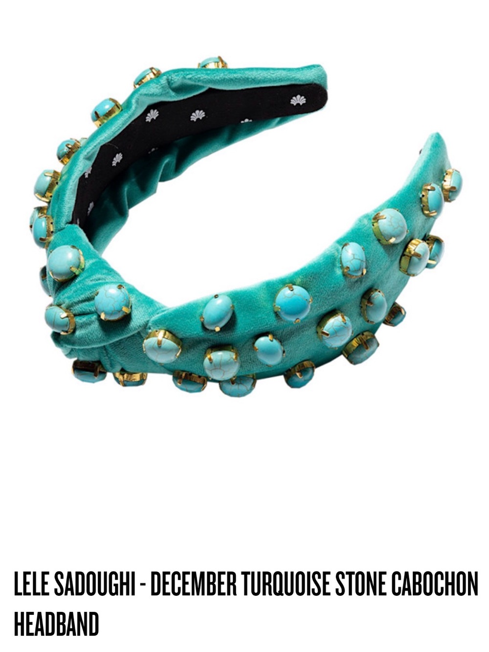 Lele Sadoughi Velvet Turquoise Jeweled Headband